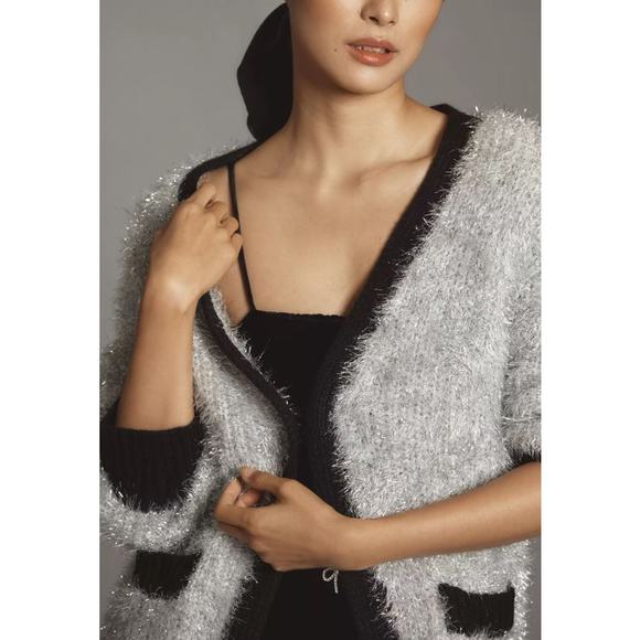 By Anthropologie Tinsel Varsity Cardigan Sweater One Size - Picture 2 of 10